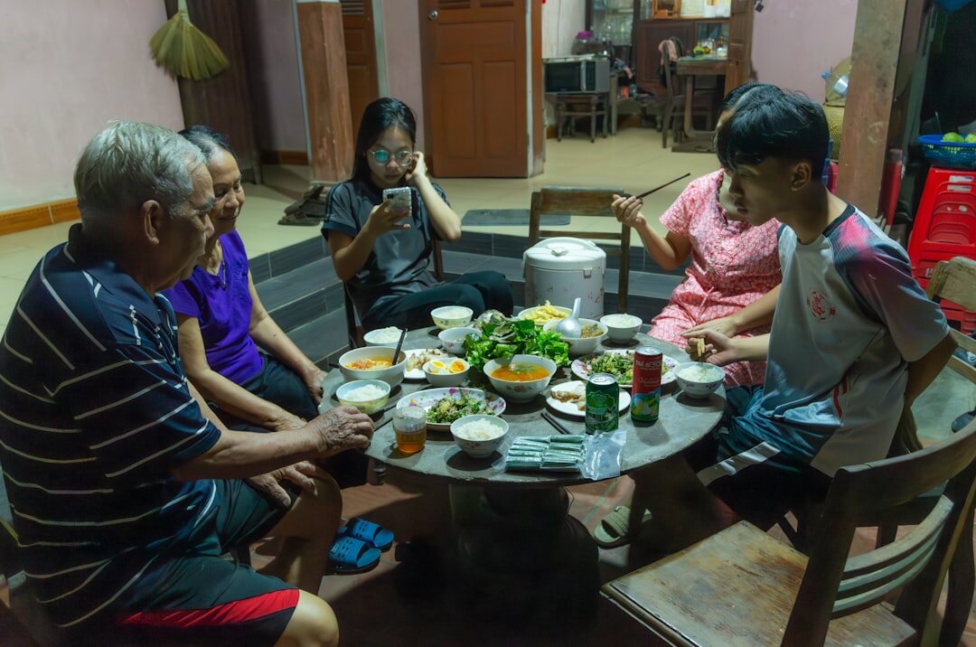 seniors sharing meal together