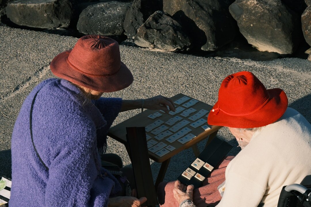 seniors playing board games